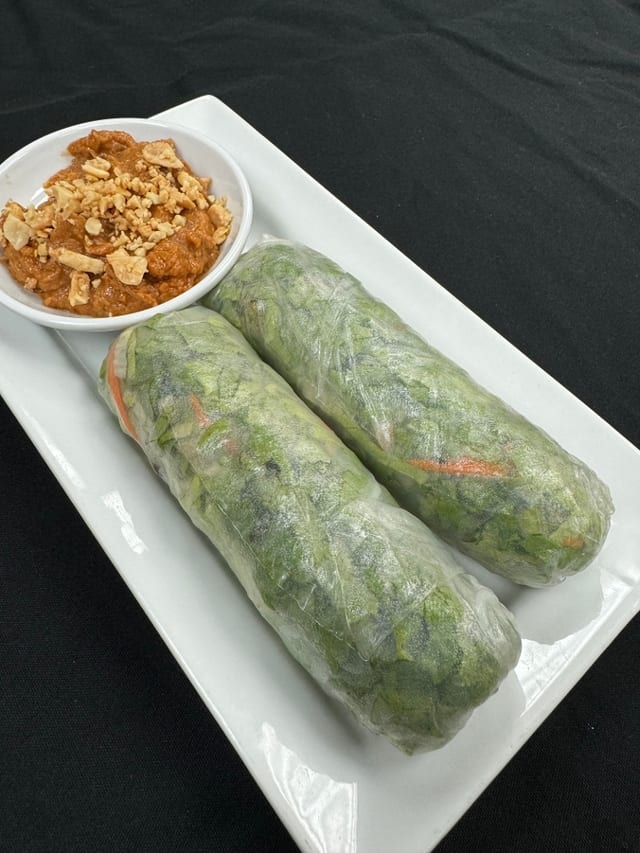 Vegetable spring rolls (GF, VEG, VG).